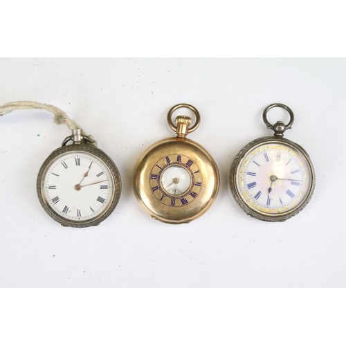 447 - A collection of seven pocket watches to include five hallmarked sterling silver cased examples and a... 