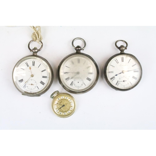 447 - A collection of seven pocket watches to include five hallmarked sterling silver cased examples and a... 