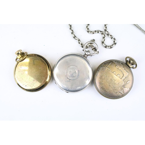 449 - A collection of five vintage pocket watches to include Smiths and Goldsmiths & Silversmiths Co. toge... 