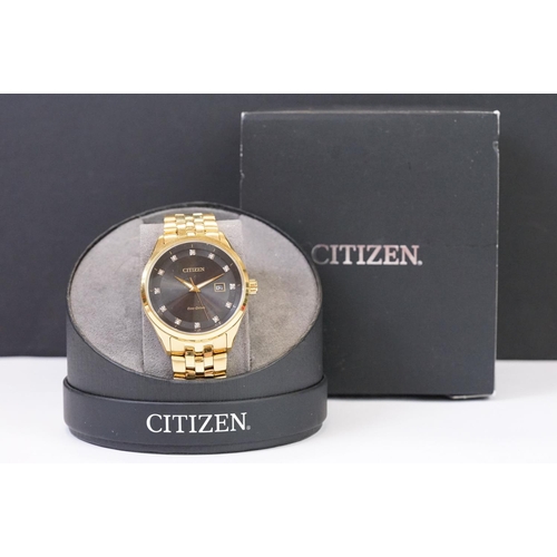 455 - Citizen Eco-Drive Gents stainless steel wristwatch, date aperture, BM7252-51G, 7N1031543; boxed