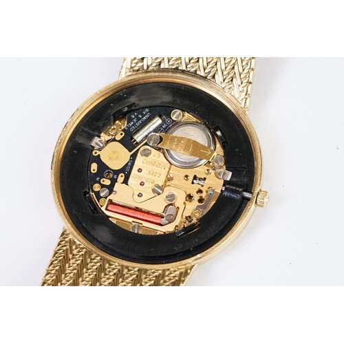 456 - A gents Omega DeVille quartz wristwatch on original fitted gold plated strap with Omega logo to clas... 