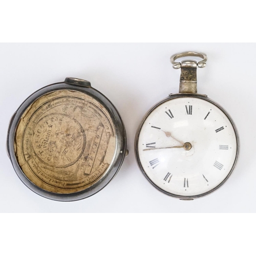 458 - An antique pair cased hallmarked sterling silver cased pocket watch, fussee movement signed 'James L... 