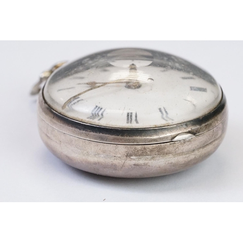 458 - An antique pair cased hallmarked sterling silver cased pocket watch, fussee movement signed 'James L... 