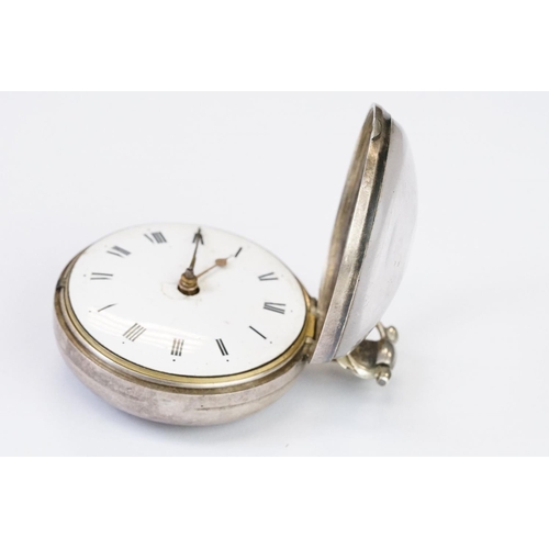 458 - An antique pair cased hallmarked sterling silver cased pocket watch, fussee movement signed 'James L... 