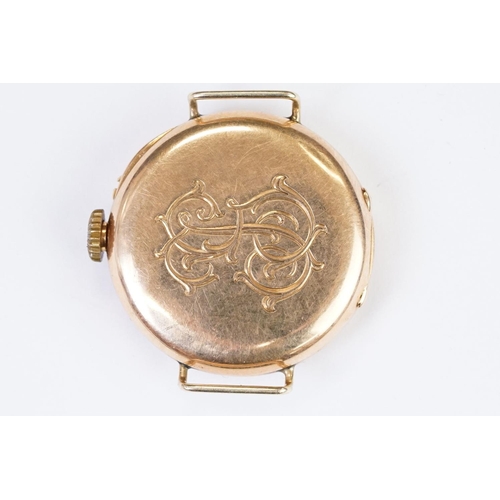 467 - An antique hallmarked 18ct gold cased half hunter wristwatch, maker marked for Patek Philippe & Co, ... 