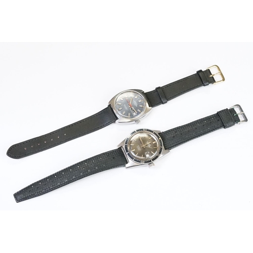 468 - Two vintage Swiss Emperor 25 jewel automatic wristwatches, both with baton markers and date function... 