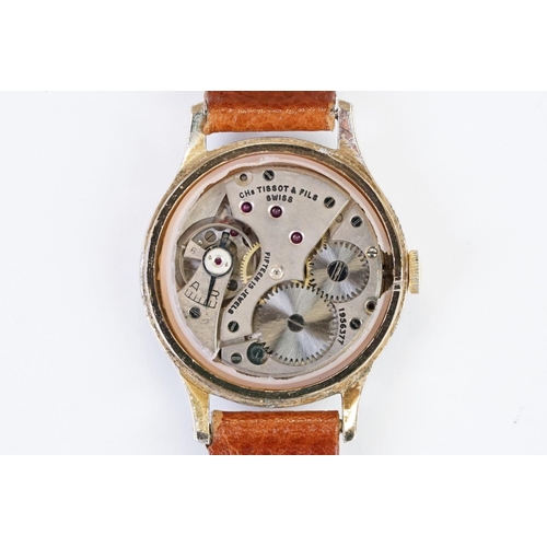 469 - A Vintage gents Tissot wristwatch, numerical markers with sub second hand to 6 o'clock, mounted to b... 