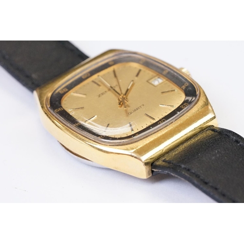 475 - A vintage gents Zenith quartz wristwatch, date function to 3 o'clock, baton markers with central sec... 