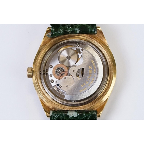 478 - A vintage gents Zenith automatic wristwatch, date function to 3 o'clock, baton markers with central ... 