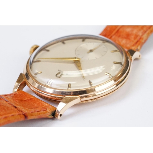 479 - A Vintage gents Omega wristwatch, 18ct gold cased, 17 Jewel movement, cal.267, baton markers with su... 