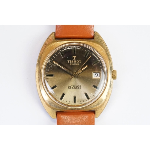 482 - A Vintage gents Tissot Seastar automatic wristwatch, baton markers with central second hand, date fu... 