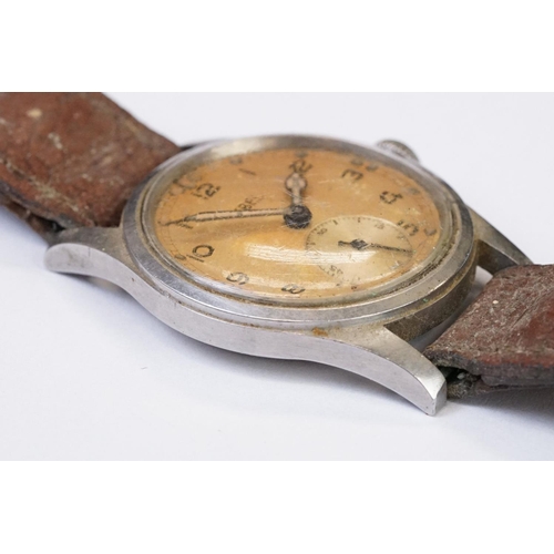 485 - A British military issued World War Two Ebel A.T.P wristwatch, sub second hand to 6 o'clock, numbere... 