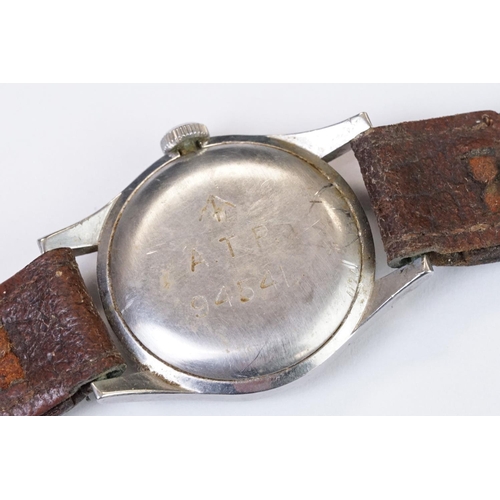 485 - A British military issued World War Two Ebel A.T.P wristwatch, sub second hand to 6 o'clock, numbere... 