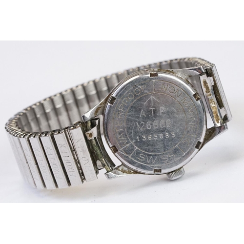 490 - A British Military issued Army Trade Pattern wristwatch, marked A.T.P. 126666 to the verso, sub seco... 