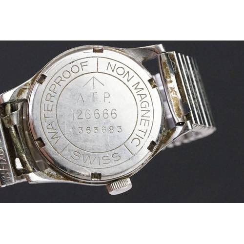 490 - A British Military issued Army Trade Pattern wristwatch, marked A.T.P. 126666 to the verso, sub seco... 