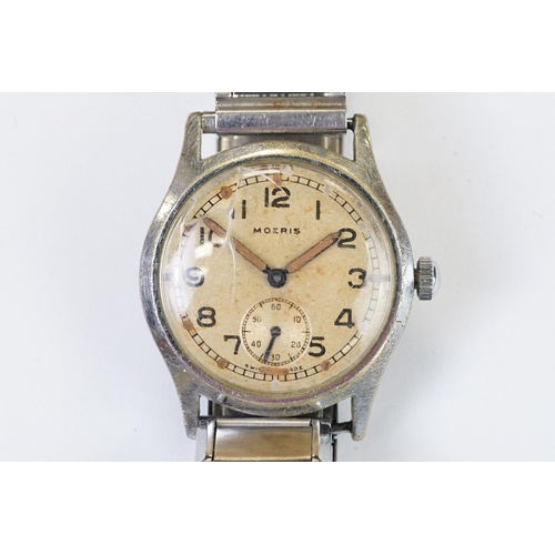 492 - A Moeris British Military issued Army Trade Pattern wristwatch, marked A.T.P. 60887 to the verso, su... 