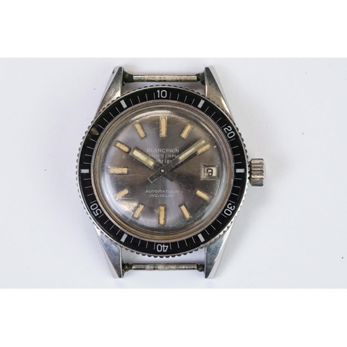 494 - A vintage Blancpain Bathyscaphe Technisub automatic stainless steel cased divers wristwatch, baton m... 