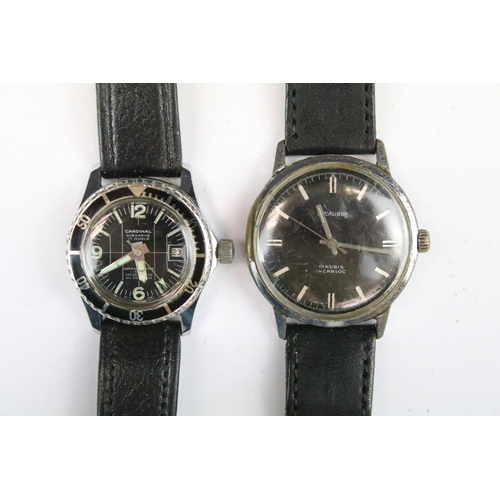 424 - A collection of eleven mechanical wristwatches with black dials to include Oriosa, Avia, HMT, Cardin... 