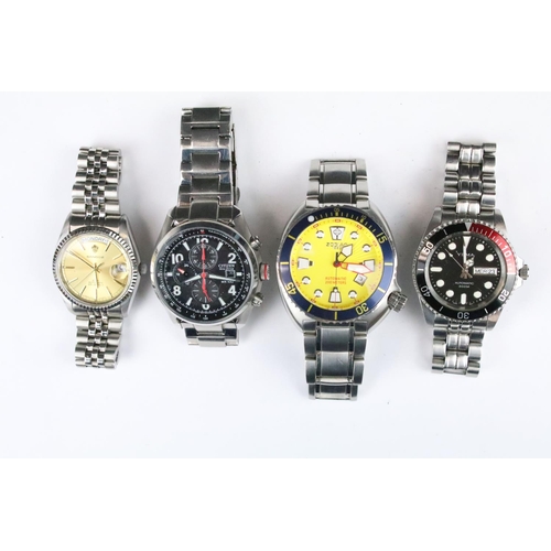 425 - A collection of seven vintage and contemporary mechanical and quartz gents wristwatches to include Z... 