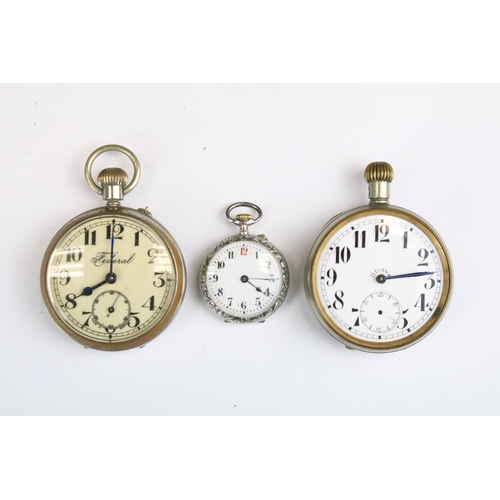 429 - A collection of four vintage pocket watches to include Sekonda and Federal together with a silver ca... 