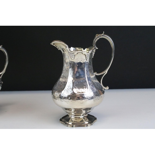 564 - 19th Century Victorian silver hallmarked tea service to include coffee pot, teapot, sugar bowl and c... 