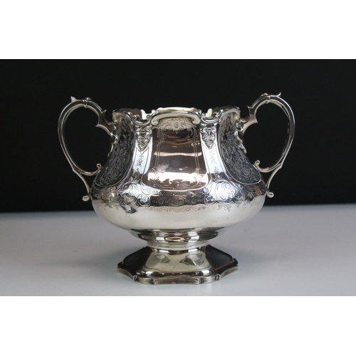 564 - 19th Century Victorian silver hallmarked tea service to include coffee pot, teapot, sugar bowl and c... 