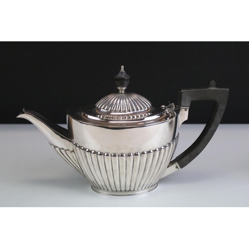 568 - 19th Century Victorian silver hallmarked tea service to include tea pot, sugar bowl an cream jug. Al... 