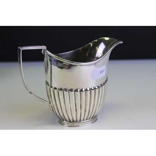 568 - 19th Century Victorian silver hallmarked tea service to include tea pot, sugar bowl an cream jug. Al... 