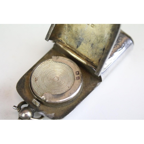 569 - Early 20th Century silver hallmarked wallet with green leatherette interior (hallmarked Birmingham 1... 