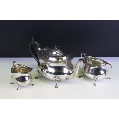 610 - Early 20th Century William Hutton & Sons silver hallmarked tea set to include teapot, twin handled s... 