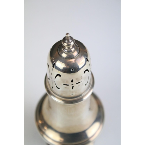 627 - Early 20th century silver sugar shaker of baluster form, raised on a singular foot, hallmarked Birmi... 