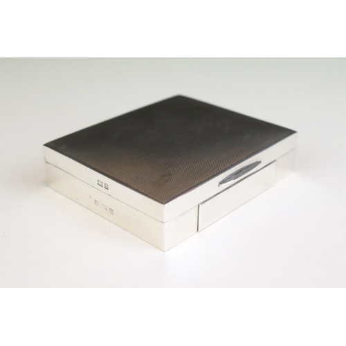 645 - Early 20th C silver cigarette case with engine tuned decoration, circa 1920s (hallmarks rubbed), app... 