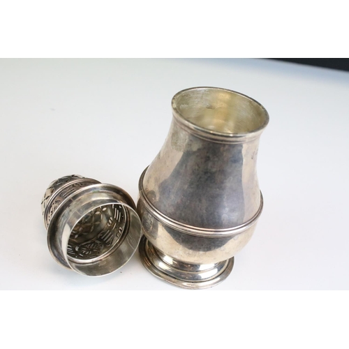 658 - Early 20th Century silver hallmarked sugar shaker of baluster form with pierced finial top lid. Hall... 