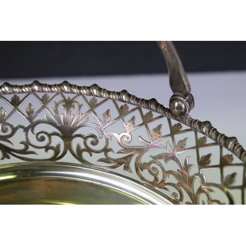 659 - Early 20th Century James Dixon & Sons silver hallmarked basket with swing handle to top having a pie... 