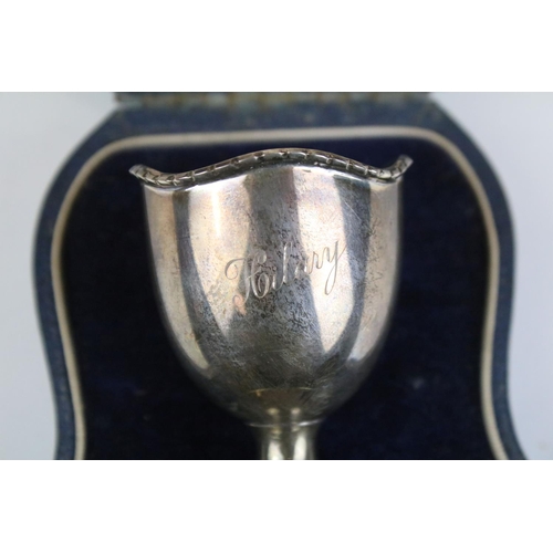 682 - Early 20th Century silver hallmarked christening set comprising of egg cup and napkin ring housed in... 