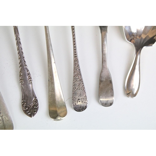 687 - Collection of 20th Century and early 20th Century silver hallmarked flatware to include caddy spoon,... 