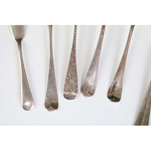 687 - Collection of 20th Century and early 20th Century silver hallmarked flatware to include caddy spoon,... 