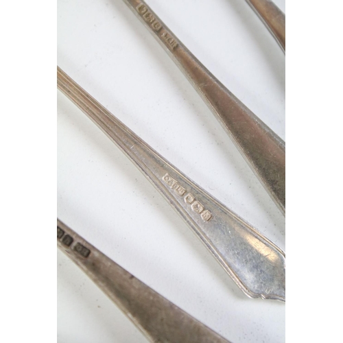 687 - Collection of 20th Century and early 20th Century silver hallmarked flatware to include caddy spoon,... 