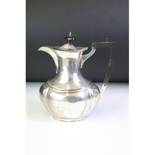 621 - Early 20th Century 1920s silver hallmarked tea service to include tea pot, hot water pot, sugar bowl... 