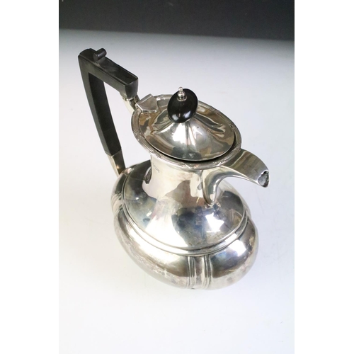 621 - Early 20th Century 1920s silver hallmarked tea service to include tea pot, hot water pot, sugar bowl... 