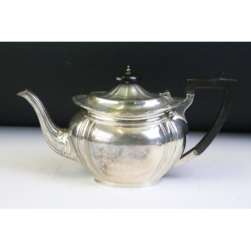 621 - Early 20th Century 1920s silver hallmarked tea service to include tea pot, hot water pot, sugar bowl... 