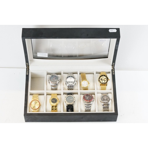 502 - Collection of contemporary wrist watches to include Christin Lars, two pod watches, Andre Zach, two ... 