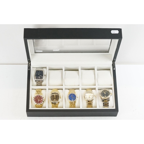 503 - Six Ingersoll stainless steel quartz wrist watches to include a mother of pearl dial example. All wa... 