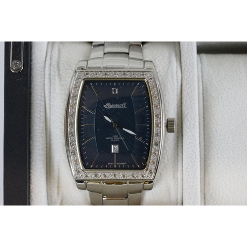 503 - Six Ingersoll stainless steel quartz wrist watches to include a mother of pearl dial example. All wa... 