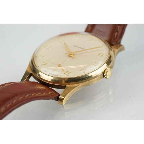 507 - Garrard gold plated wrist watch having a cream dial with arabic numerals to the chapter ring and sub... 