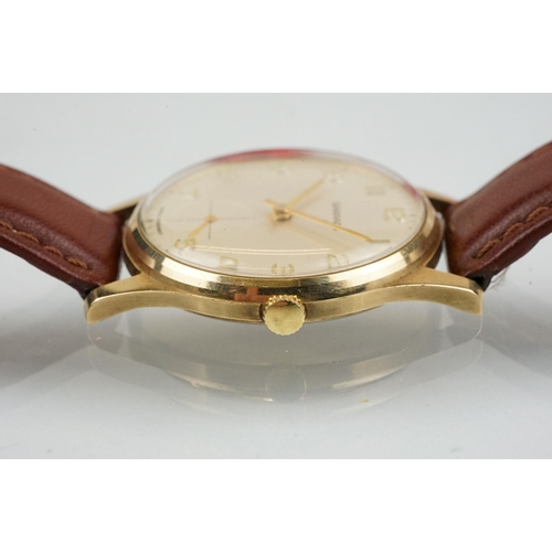 507 - Garrard gold plated wrist watch having a cream dial with arabic numerals to the chapter ring and sub... 