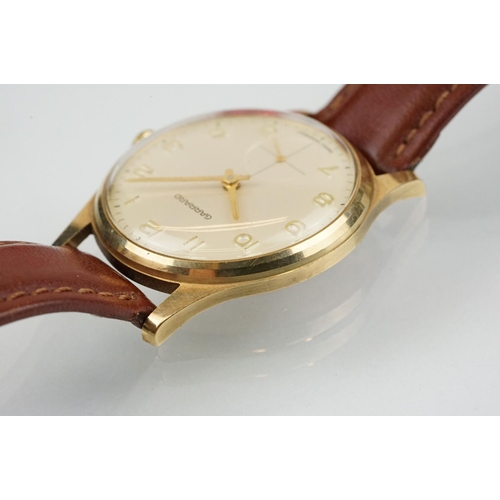 507 - Garrard gold plated wrist watch having a cream dial with arabic numerals to the chapter ring and sub... 