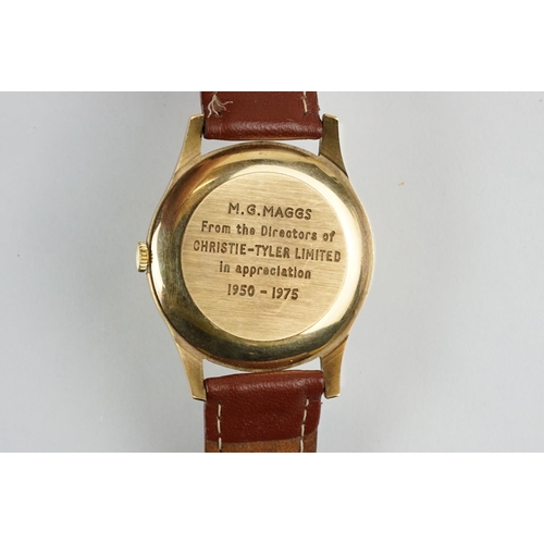 507 - Garrard gold plated wrist watch having a cream dial with arabic numerals to the chapter ring and sub... 