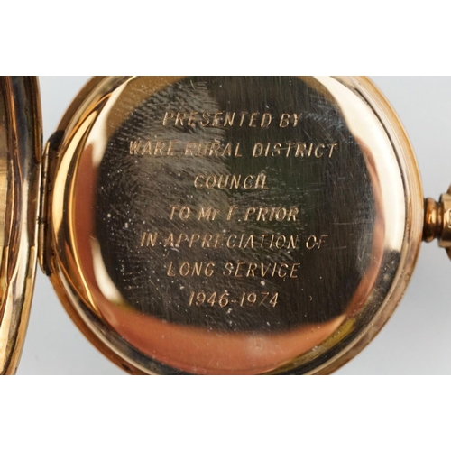 513 - 9ct gold open faced pocket watch having a white enamelled dial with roman numerals to the chapter ri... 