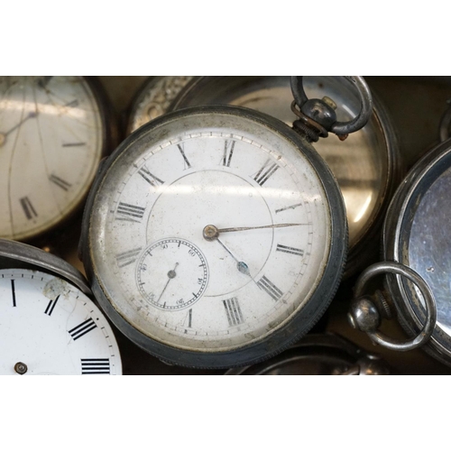 514 - Collection of silver pocket watches and a selection of silver pocket watch cases. Watch cases all ha... 